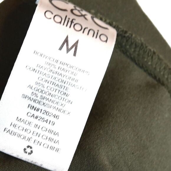 C&C California Womens M Olive Green Cargo Jogger Pants High Waist Utility Pocket - Picture 3 of 7